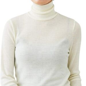 TOKYOBASIC Cream Long Sleeve Rib Knit Wool Turtleneck Size L